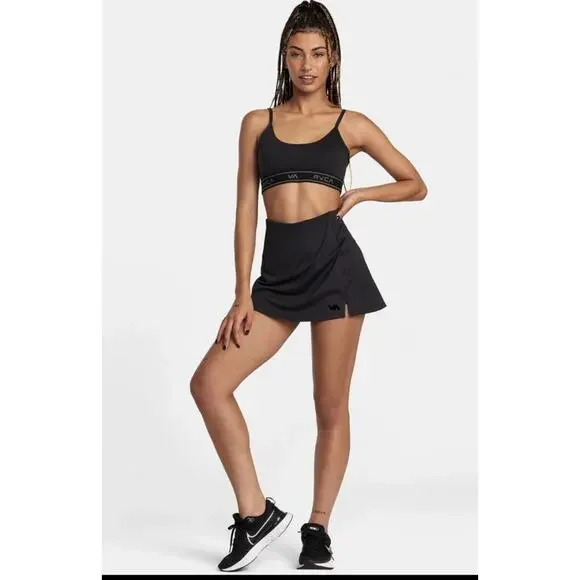 RVCA VA Essentials Tennis Skirt Black Medium Athleisure Pickle Ball Athleisure